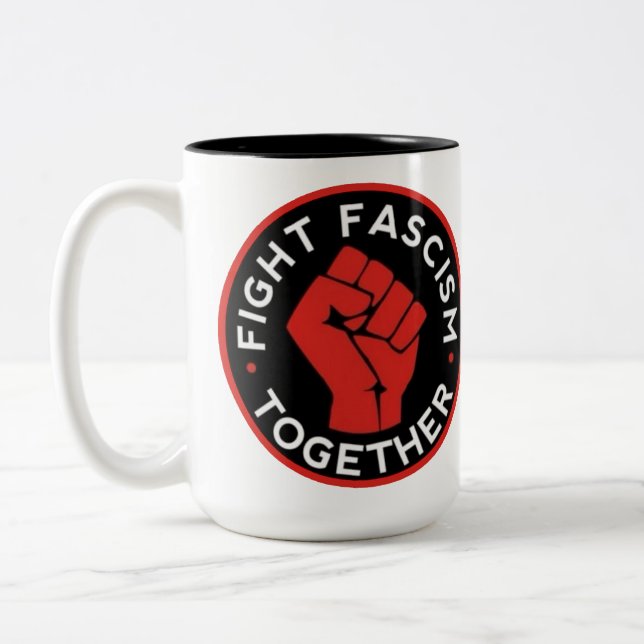 fight fascism together Two-Tone coffee mug (Left)