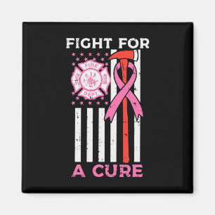 Fight For A Cure Firefighter US Flag Breast Cancer Magnet