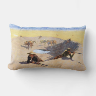 Fight for the Water Hole (by Frederic Remington) Lumbar Pillow