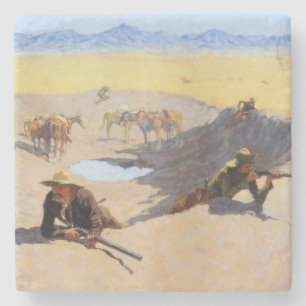 Fight for the Water Hole (by Frederic Remington) Stone Coaster