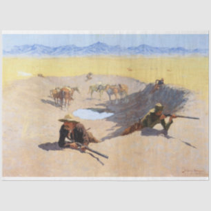 Fight for the Water Hole (by Frederic Remington) Tissue Paper