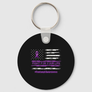 Fight For Your Life Overdose Awareness Purple Ribb Keychain