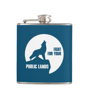 Fight For Your Public Lands Wolf Hip Flask