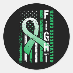 Fight Gallbladder Cancer - Awareness T Shirt With  Classic Round Sticker