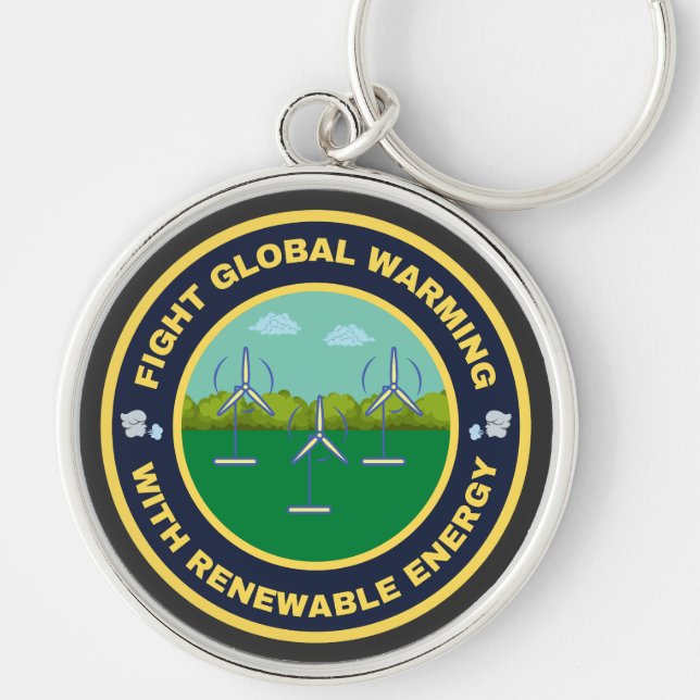 Fight global warming wind power keychain (Front)