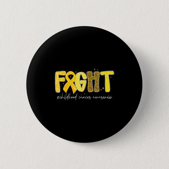 Fight Gold Ribbon Childhood Cancer Awareness  2 Inch Round Button (Front)