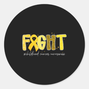 Fight Gold Ribbon Childhood Cancer Awareness  Classic Round Sticker