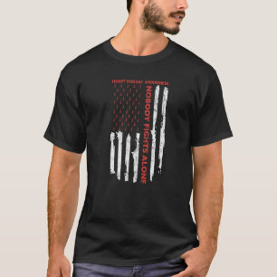 Fight Heart Disease Awareness Month American Flag T-Shirt