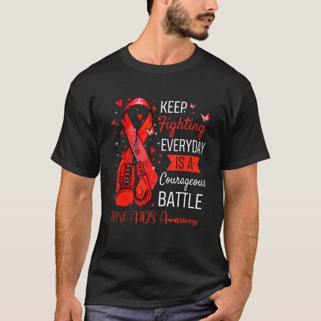 Fight Hiv Aids Awareness Support Survivor T-Shirt (Front)