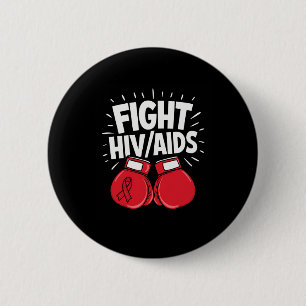 Fight Hivaid Awareness Red Boxing Gloves  2 Inch Round Button