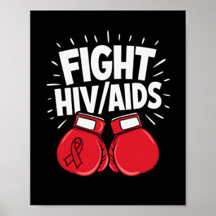 Fight Hivaid Awareness Red Boxing Gloves  Poster