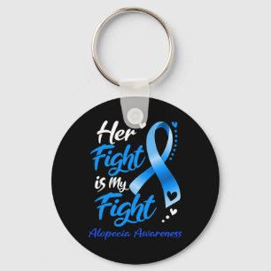 Fight Is My Fight Alopecia Awareness Ribbon Keychain