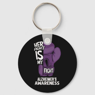 Fight Is My Fight Alzheimerheimer's Awareness Boxi Keychain