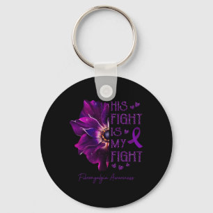 Fight Is My Fight Anemone Flower Fibromyalgia Awar Keychain