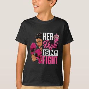 Fight Is My Fight Breast Cancer Boxing Black Afro  T-Shirt