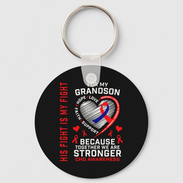 Fight Is My Fight Grandson Chd Awareness Heart Dis Keychain (Front)