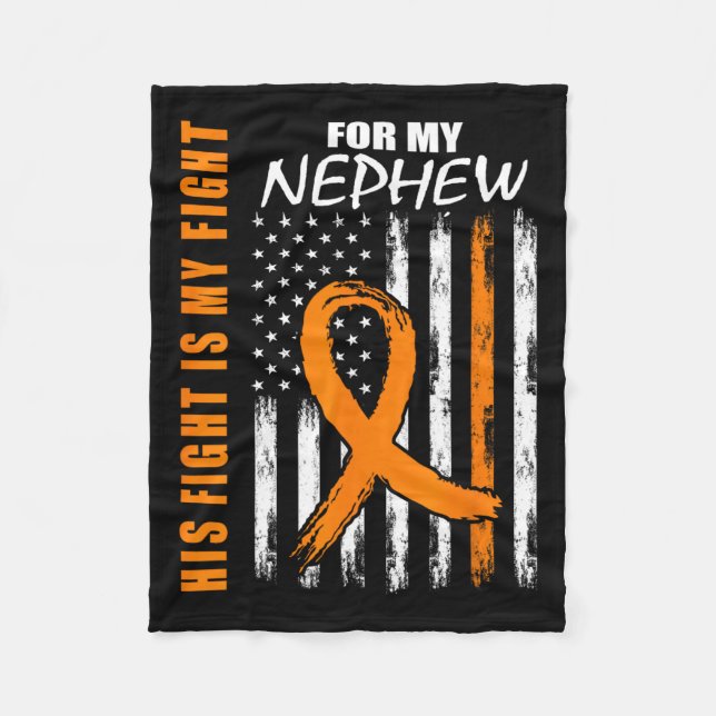 Fight Is My Fight Nephew Leukaemia Awareness Flag  Fleece Blanket (Front)