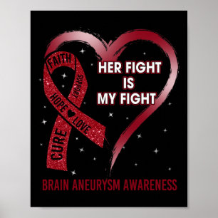 Fight Is My Fight Ribbon Heart Brain Aneurysm Awar Poster