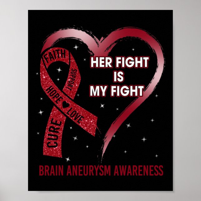 Fight Is My Fight Ribbon Heart Brain Aneurysm Awar Poster (Front)
