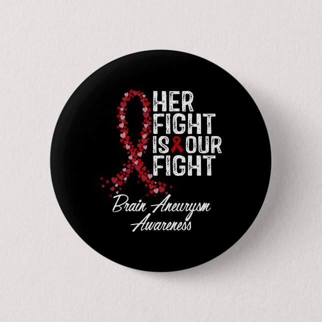 Fight Is Our Fight Brain Aneurysm Awareness  2 Inch Round Button (Front)