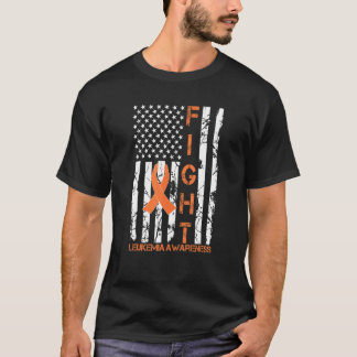 Fight Leukaemia Awareness Vintage USA Flag Orange  T-Shirt