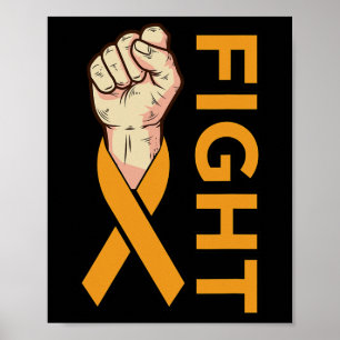 Fight Leukaemia Cancer Orange Ribbon Awareness Sup Poster