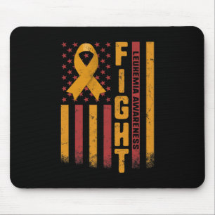 Fight Leukemia Awareness Orange Ribbon USA Flag Wa Mouse Pad
