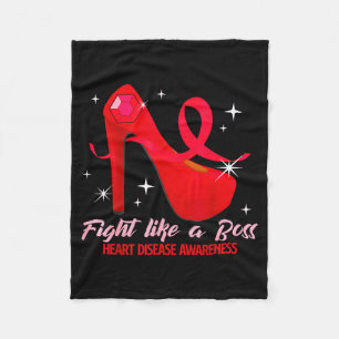 Fight Like A Boss Heart Health Heart Disease Aware Fleece Blanket