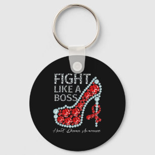 Fight Like A Boss Heart Health Heart Disease Aware Keychain