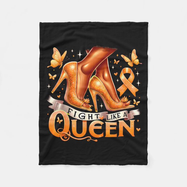 Fight Like A Queen Multiple Sclerosis Awareness  Fleece Blanket (Front)