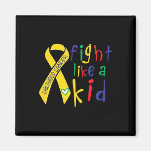 Fight Like Kid Gold Ribbon Childhood Cancer Awaren Magnet