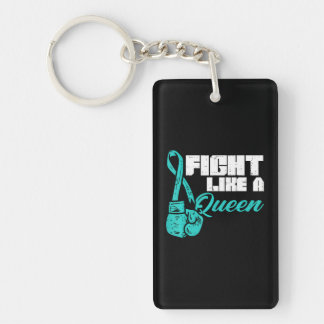 Fight Like Queen Teal Boxing Gloves Ovarian Keychain