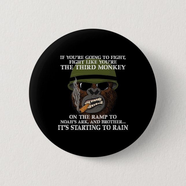 Fight Like The Third Monkey - Funny Boxing And Mma 2 Inch Round Button (Front)