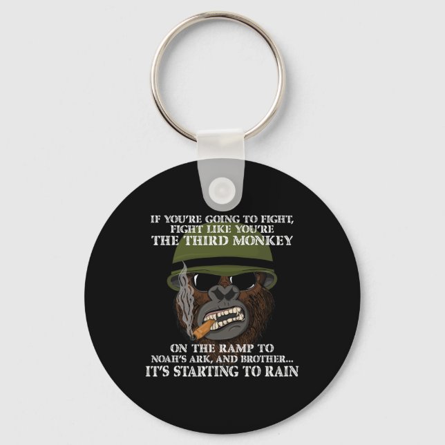 Fight Like The Third Monkey - Funny Boxing And Mma Keychain (Front)