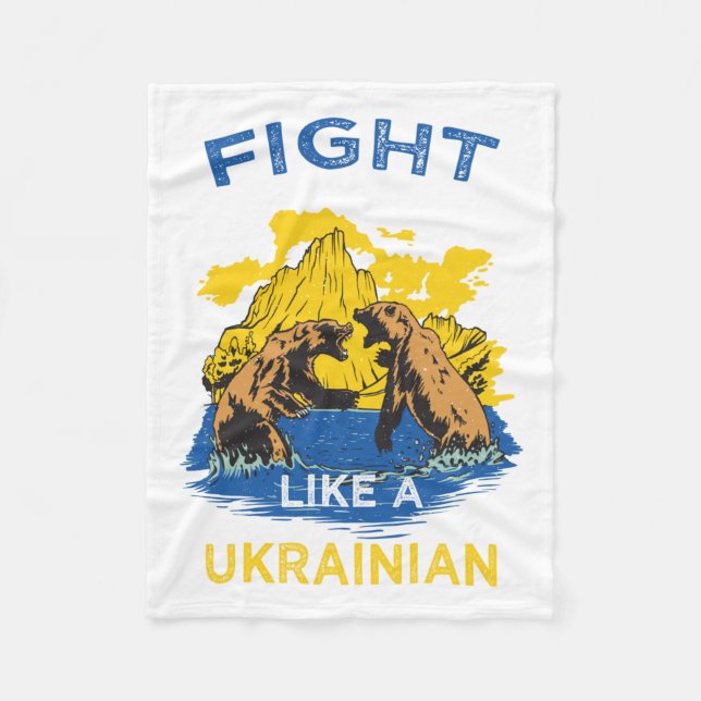 Fight Like Ukrainian Bear Ukraine Mountain Essenti Fleece Blanket (Front)