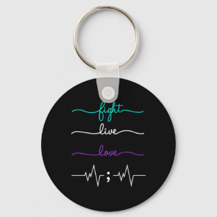 Fight Live Love Suicide Prevention Awareness Keychain