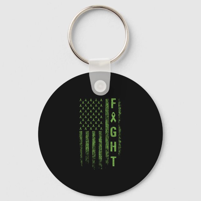 Fight Liver American Flag Cancer Awareness Keychain (Front)