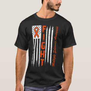 Fight Multiple Sclerosis Awareness  Usa Flag Orang T-Shirt