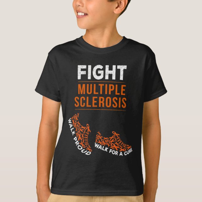 Fight Multiple Sclerosis Ms Awareness Warrior Ribb T-Shirt (Front)