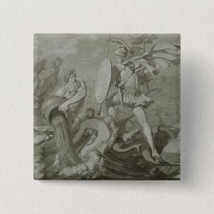 Fight of Achilles with the River Scamander 2 Inch Square Button