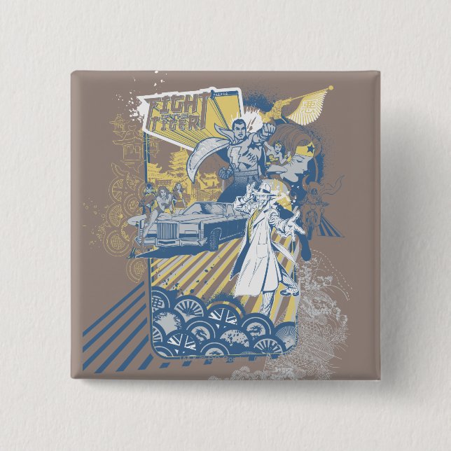 Fight of the Tiger 2 Inch Square Button (Front)