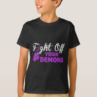 Fight Off Your Demons Purple Ribbon Boxing Gloves