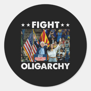 Fight Oligarchy Bernie Sanders And Aoc Freedom Us  Classic Round Sticker