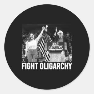 Fight Oligarchy Bernie Sanders And Aoc Freedom Us  Classic Round Sticker