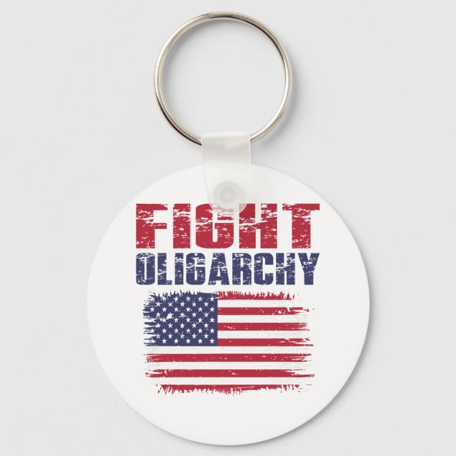 Fight Oligarchy Protest Keychain (Front)