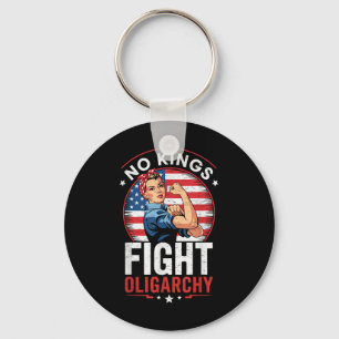 Fight Oligarchy Protest Sign Democracy No Kings In Keychain