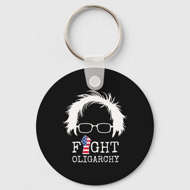 Fight Oligarchy Sanders And Aoc Freedom Us Anti Tr Keychain (Front)