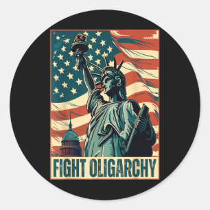 Fight Oligarchy - Stand Against Corporate Greed Ac Classic Round Sticker