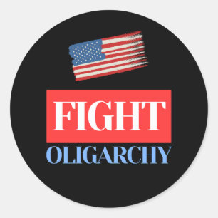 Fight Oligarchy – Vintage American Flag Classic Round Sticker
