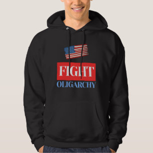 Fight Oligarchy – Vintage American Flag Hoodie